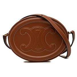 Céline Borsa a tracolla e spalla Celine Triomphe Oval Purse Cuir Marrone