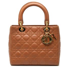 Bolso Christian Dior Cannage Lady Medium Castaño