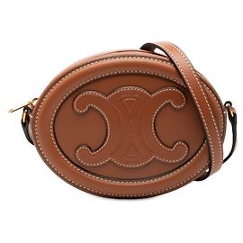 Céline Borsa a tracolla e spalla Celine Triomphe Oval Purse Cuir Marrone