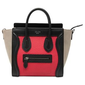 Céline Celine Luggage Nano Shopper Handbag Brown Black Red