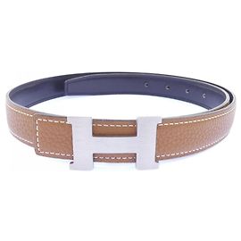 Hermès Cinturón reversible Hermes Mini Constance 24mm Castaño Negro
