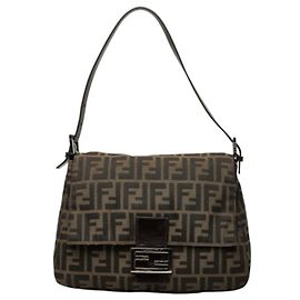 Fendi Zucca Handbag Brown Leather and Canvas Brown