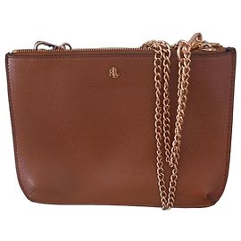Bolsa de ombro Lauren Ralph Lauren em couro castanho Marrom