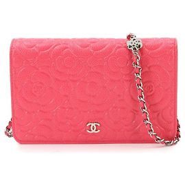 Cartera con cadena Chanel Camellia Rosa