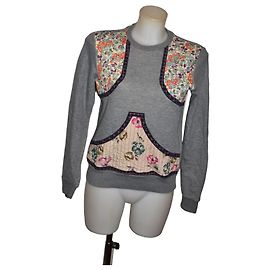 Red Valentino Sudadera gris con estampado floral Multicolor Gris