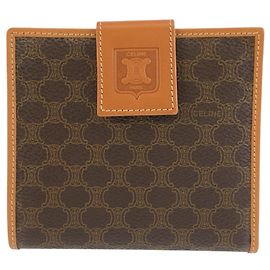 Céline Celine Vintage Macadam Brown Leather Bi-fold Wallet Brown