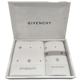 Ensemble de serviettes Givenchy en coton blanc Blanc Doré Gris
