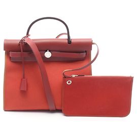 Hermès Herbag Zip PM 2-Way Handtasche Rot