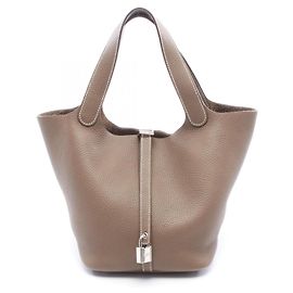 Hermès Picotin Lock MM Handtasche Braun Taupe
