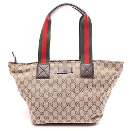 Saco Tote Gucci GG Canvas Sherry Line Multicor Bege