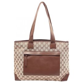 Saco Tote Gucci GG Canvas Marrom Bege