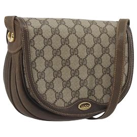 Gucci Borsa a Spalla GG Supreme PVC Beige Oro Auth 195645 Beige D'oro