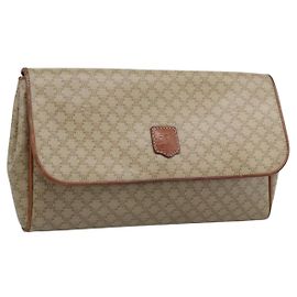 Céline Sac pochette CELINE Macadam PVC Beige Gold Auth 194369 Beige Doré