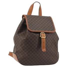 Céline CELINE Macadam Backpack PVC Leather Brown Gold Tone Auth 194199 Brown Other