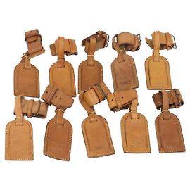 LOUIS VUITTON Name Tag Powanie 10 Set Powanie Leather Beige LV Auth 191948 Beige