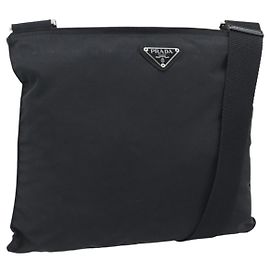 Borsa a tracolla PRADA Nylon Nero Argento Auth 196155A Nero Argento