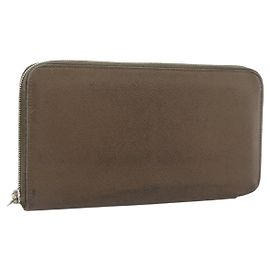 Hermès HERMES Azap Long Wallet Leather Beige Silver Auth 196019 Silvery Beige