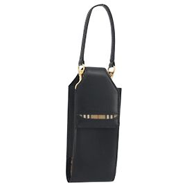 BURBERRY Pochette en cuir noir et or Auth 195059A Noir Doré