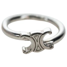 Céline CELINE Trion Asymmetric Ring metal Silver #10(JP Size) Auth 195936M Silvery