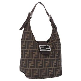 FENDI Zucca Canvas Handtasche Braun Silber Auth 195759 Braun Silber