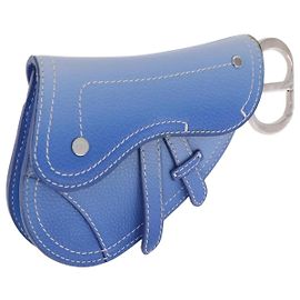 Pouch Saddle Christian Dior in pelle blu argento Auth bs36430V Argento Blu