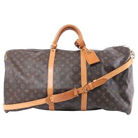 Louis Vuitton Monogram Keepall Bandrière 60 Travel Bag in Brown Brown