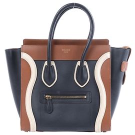 Céline Borsa a mano in pelle Celine Luggage Micro Shopper in nero e marrone Multicolore