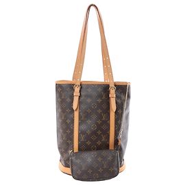 Bolsa de ombro Louis Vuitton Bucket GM Monogram Canvas em marrom Bege