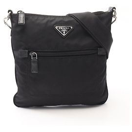Prada Triangle Logo Shoulder Bag Black