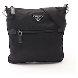 Bolsa de ombro com logo triangular Prada Preto