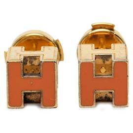 Orecchini H-Cube Stud di Hermès D'oro Arancione