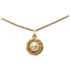Collier pendentif plaqué or Chanel Doré