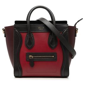 Céline Sac à main Celine Luggage Nano Shopper Marron Rouge Bordeaux