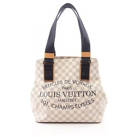 Louis Vuitton Plan Soleil Cabas PM Tote Bag Weiß Andere Marineblau