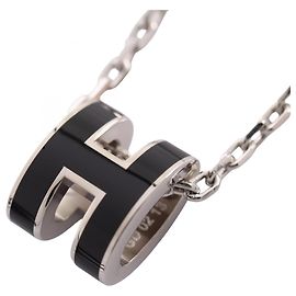 Hermès Collier Hermes MINI POP H Noir Argenté