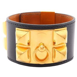 Hermès Hermes Collier de Chien Bangle Black Golden