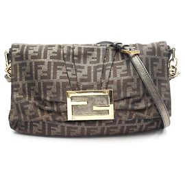 Sac à épaule Fendi Zucca Marron Kaki
