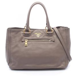 Prada Leather Tote Bag Beige