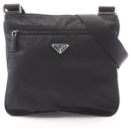 Bolsa de Ombro Prada TESSUTO + SAFFIANO Preto