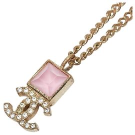 Colar com pingente de corrente Chanel Coco Mark Rosa