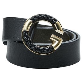 Gucci G-Buckle Belt Black Leather Black
