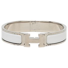 Hermès Click H PM Armband Silber Weiß