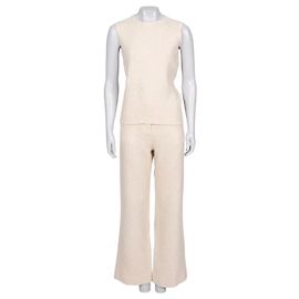 Céline Celine White Wool & Silk Two-Piece Set - FR 36 Pre-owned Other