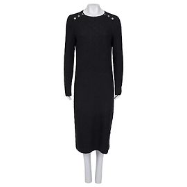 Chanel schwarzes Kaschmir-Seiden-Strick-Midikleid - Sz.42 (M) gebraucht Andere
