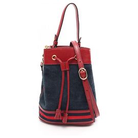 Borsa a secchiello 2-Way piccola Gucci Ophidia Rosso Blu navy