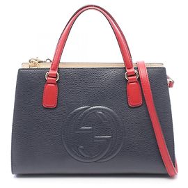 Gucci Soho Interlocking G Handtasche Rot Roh Marineblau