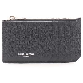 Saint Laurent Black Leather Coin Purse Black