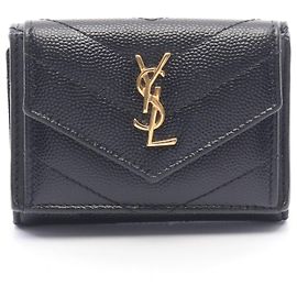 Yves Saint Laurent Paris Tiny Monogram Tri-fold Wallet Black