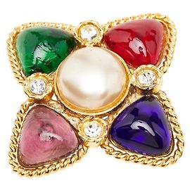 Chanel Vintage Strass-Brosche Mehrfarben
