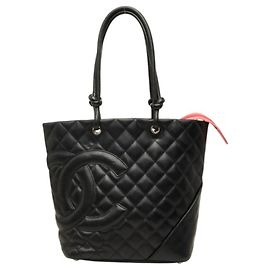 Chanel Cambon Line Coco Mark Tote Bag Black Pink